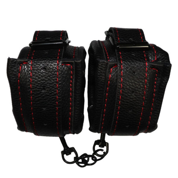 Black Genuine Leather Cuffs - Image 3